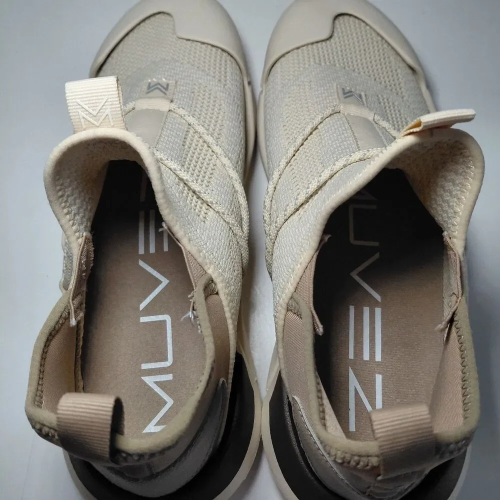 Muvez 2.0 Dual Sole Mens 11 Womens 12 Slip On Sneakers Comfort Shoes Cream Brown